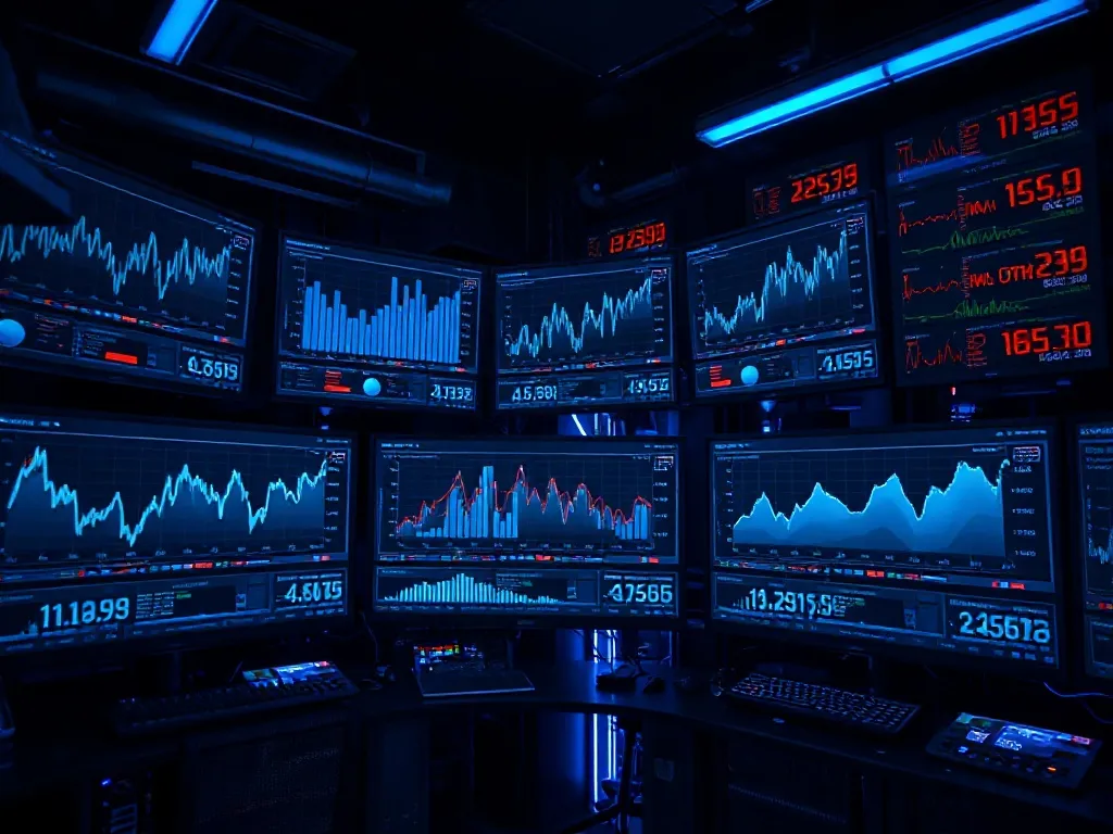 Professional technical data visualization on high-end monito